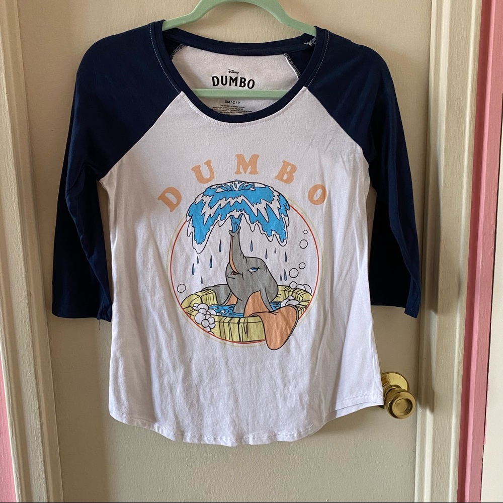 Disney Dumbo Raglan Shirt with Navy Three Quarter Sleeves